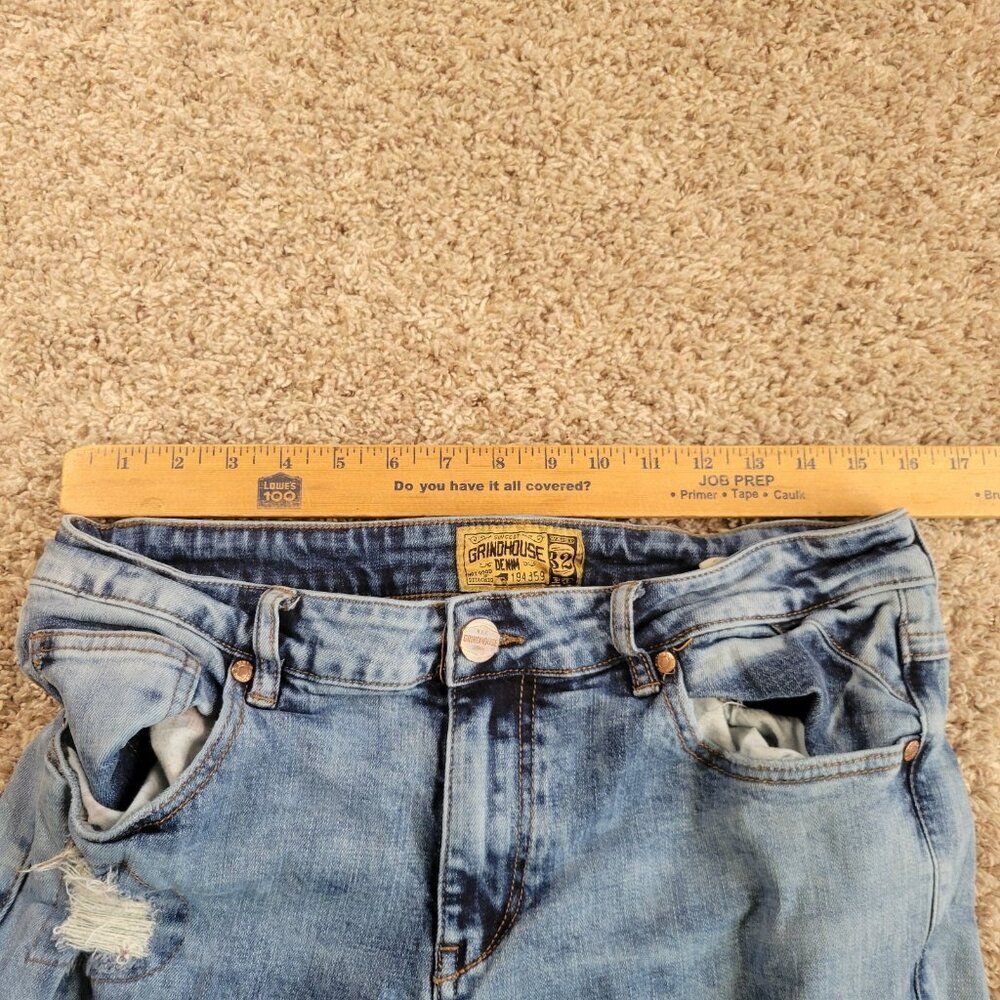 Grindhouse Jeans Mens 32x31 Distressed Grunge Dark Wash Stretch - Picture 2 of 7